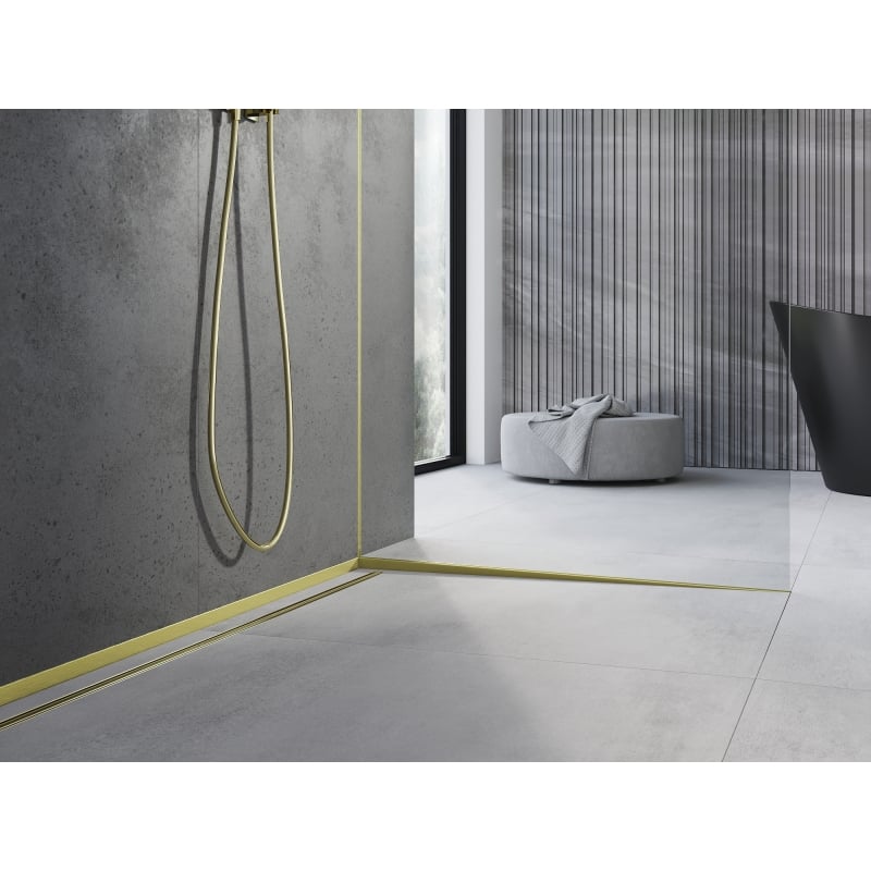 Mexen Line-B sloped strip for glass 120 cm right, golden brush - 185504120R