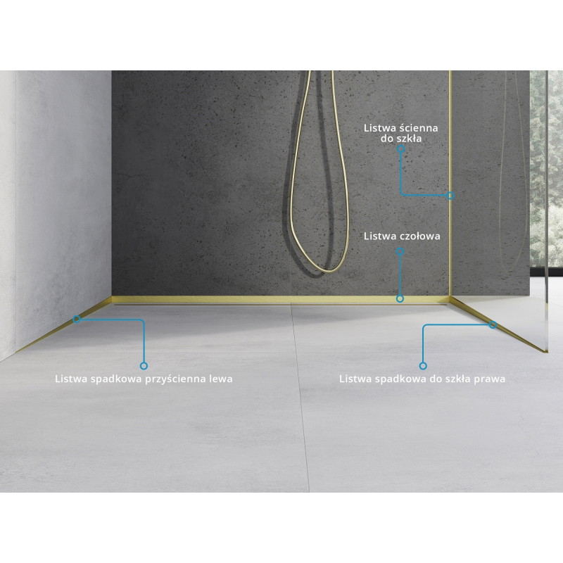 Mexen Line-B sloping strip for glass 120 cm right, gold brushed - 185504120R