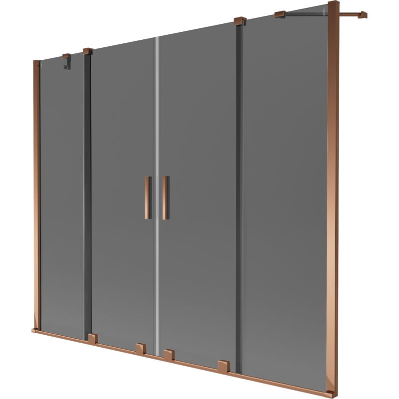 Mexen Velar Duo Bath Screen 2-Panel Sliding 200 x 150 cm, Graphite, Rose Gold - 896-200-000-42-60