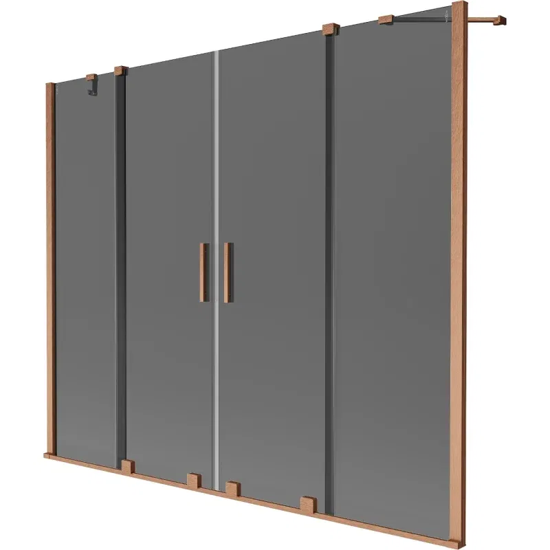 Mexen Velar Duo bath screen 2-panel sliding 200 x 150 cm, graphite, brushed copper - 896-200-000-42-65
