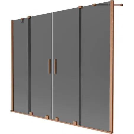 Mexen Velar Duo bath screen 2-panel sliding 200 x 150 cm, graphite, brushed copper - 896-200-000-42-65
