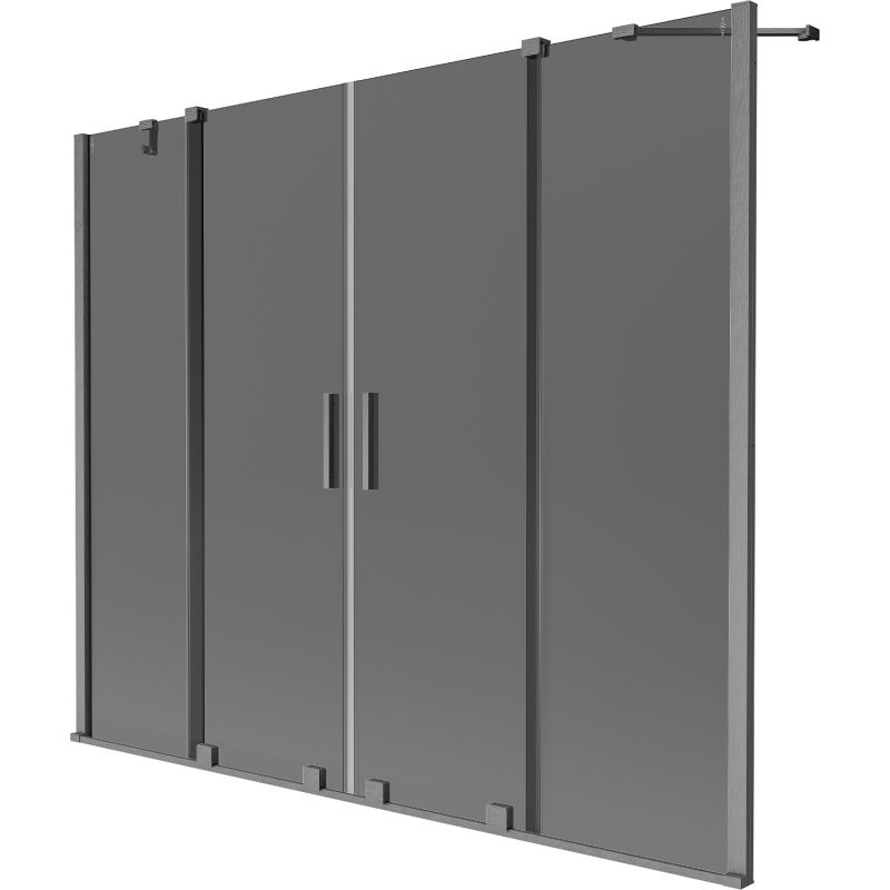 Mexen Velar Duo Shower Screen 2-Panel Sliding 200 x 150 cm, Graphite, Brushed Gun Gray - 896-200-000-42-66