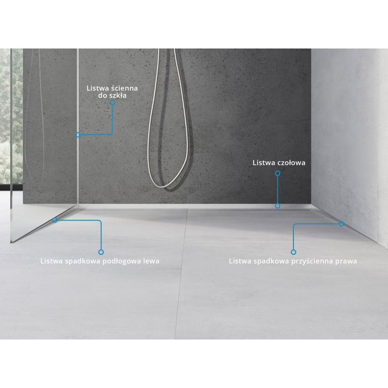 Mexen Line-B gradient strip for glass 180 cm left, inox - 181004180L
