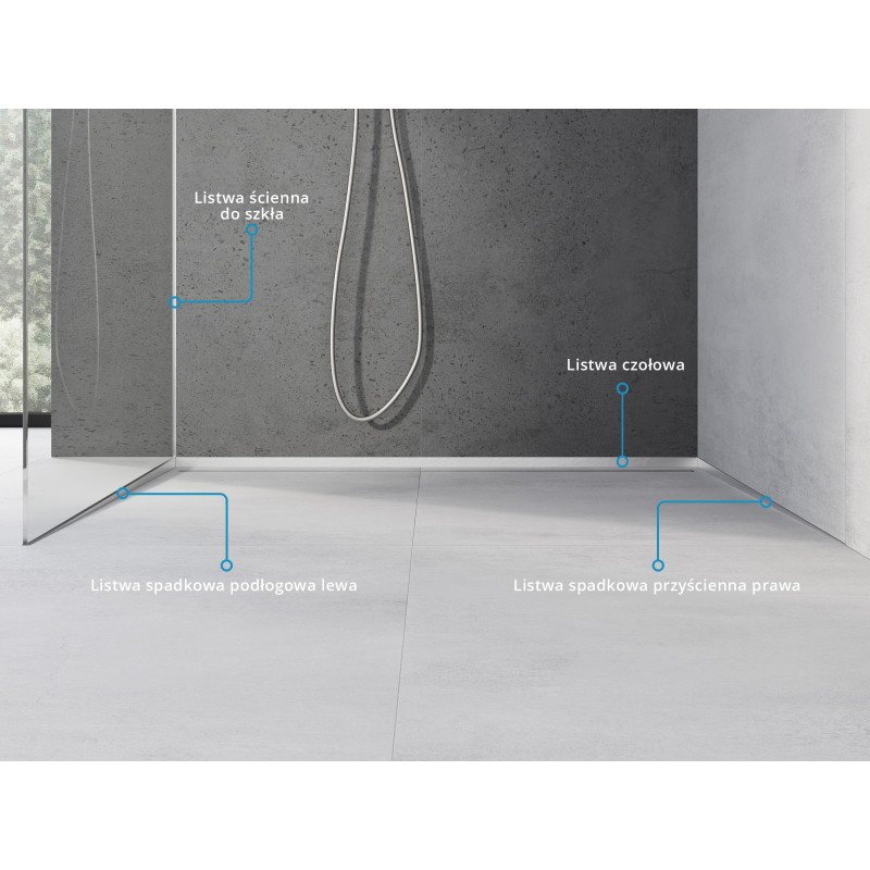 Mexen Line-B slope strip for glass 180 cm left, inox - 181004180L