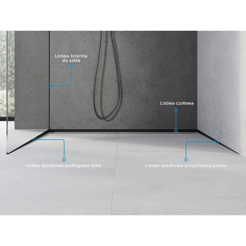 Mexen Line-B 120 cm slope strip for glass, left, black - 187004120L