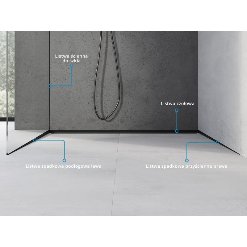 Mexen Line-B gradient strip for glass 120 cm left, black - 187004120L