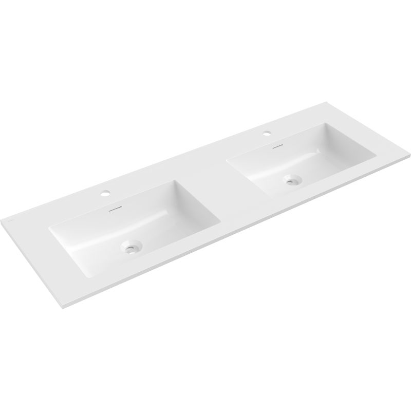 Mexen Otis double countertop sink 141 x 46.5 cm, white gloss - 25181400D