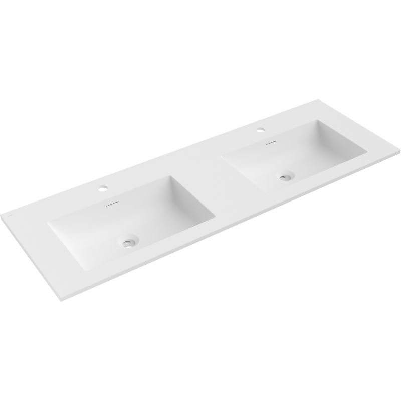 Mexen Otis countertop recessed double wash basin 141 x 46.5 cm, matte white - 25181401D