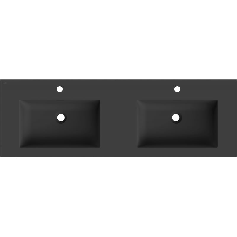 Mexen Otis built-in countertop double washbasin 141 x 46.5 cm, black matte - 25181471D