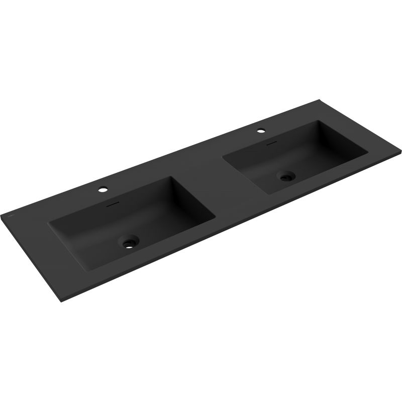Mexen Otis built-in countertop double washbasin 141 x 46.5 cm, black matte - 25181471D
