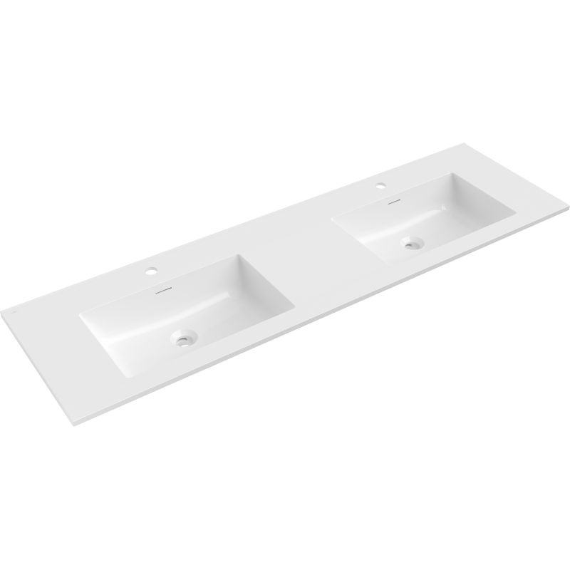 Mexen Otis double built-in countertop basin 161 x 46.5 cm, white gloss - 25181600D