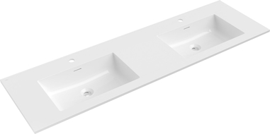 Mexen Otis double built-in countertop basin 161 x 46.5 cm, white gloss - 25181600D