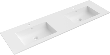 Mexen Otis double countertop washbasin 161 x 46.5 cm, matte white - 25181601D