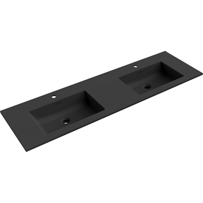 Mexen Otis double countertop sink 161 x 46.5 cm, matte black - 25181671D
