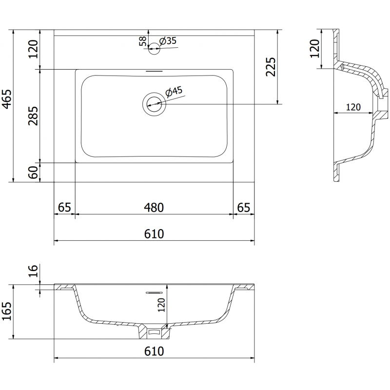 Mexen Otis countertop washbasin 61 x 46.5 cm, glossy white - 25186000