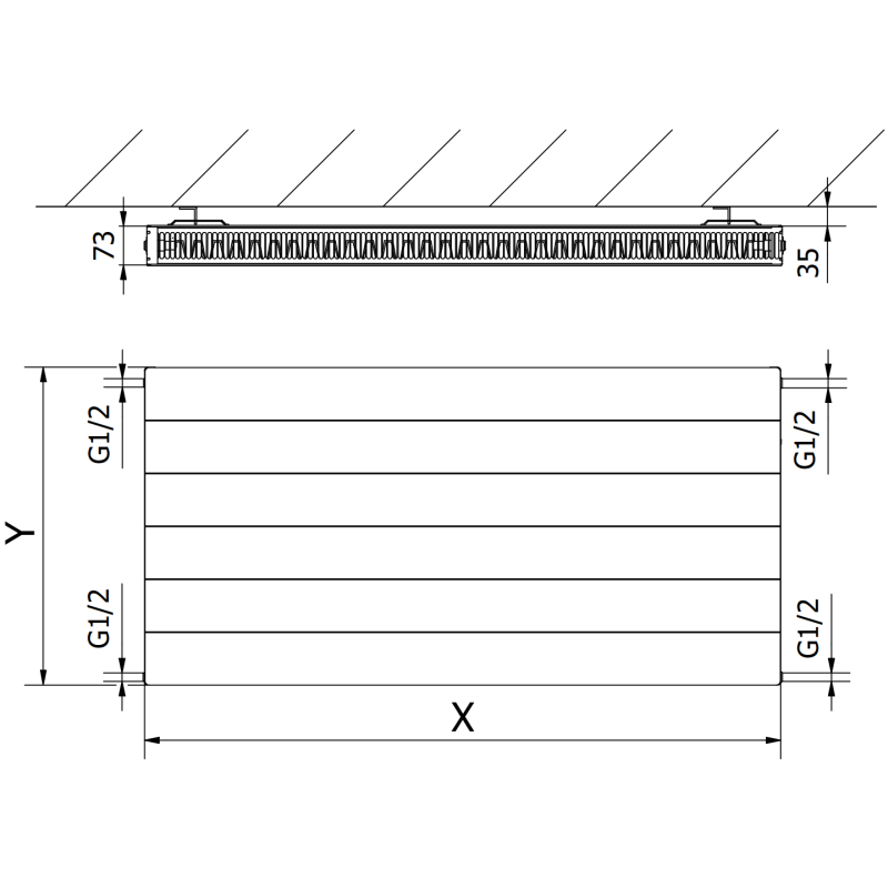 Mexen Line CL21 Plate Radiator 400 x 600 mm, Side Connection, 476 W, White - W421L-040-060-00