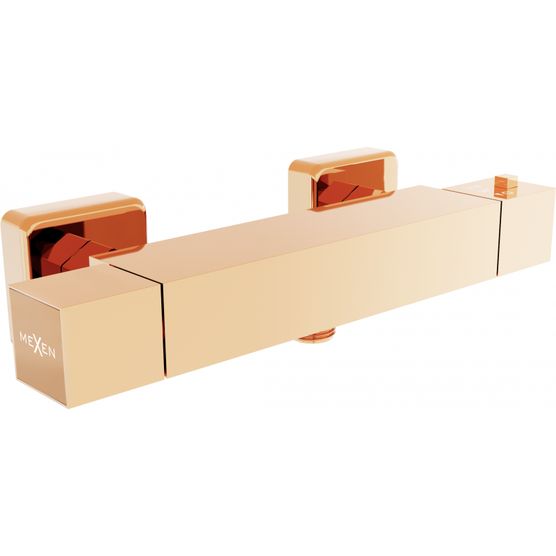 Mexen Cube thermostatic shower faucet, rose gold - 77200-60