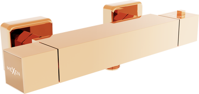 Mexen Cube thermostatic shower faucet, rose gold - 77200-60