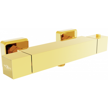 Mexen Cube thermostatic shower mixer tap, Gold - 77200-50