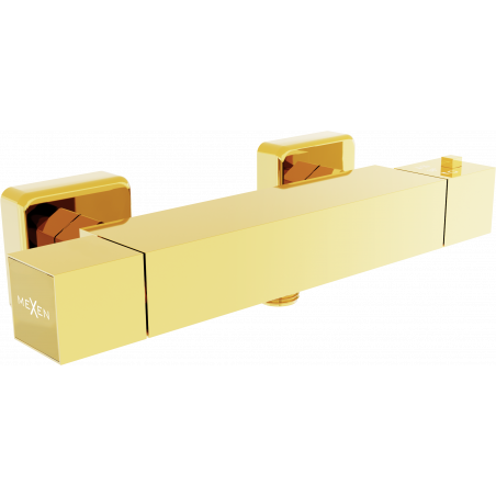 Mexen Cube thermostatic shower tap, gold - 77200-50