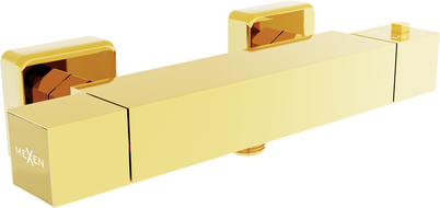 Mexen Cube thermostatic shower mixer tap, Gold - 77200-50