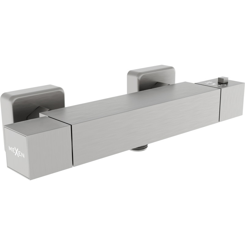 Mexen Cube thermostatic shower faucet, brushed gun gray - 77200-66