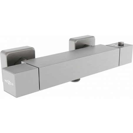 Mexen Cube thermostatic shower faucet, brushed gun gray - 77200-66