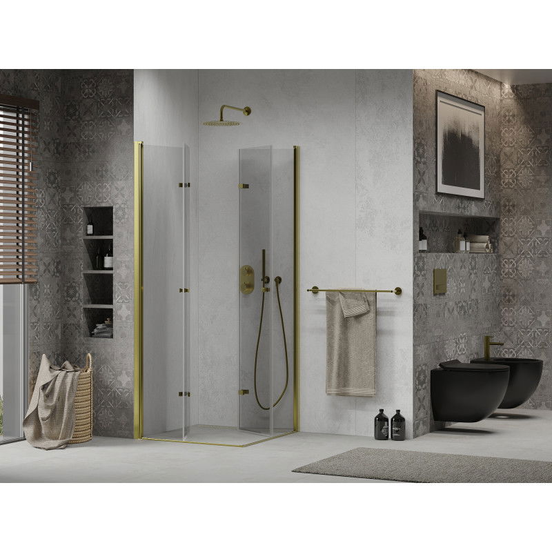 Mexen Lima Duo foldable shower cabin 70 x 70 cm, transparent, gold - 856-070-070-50-00-02