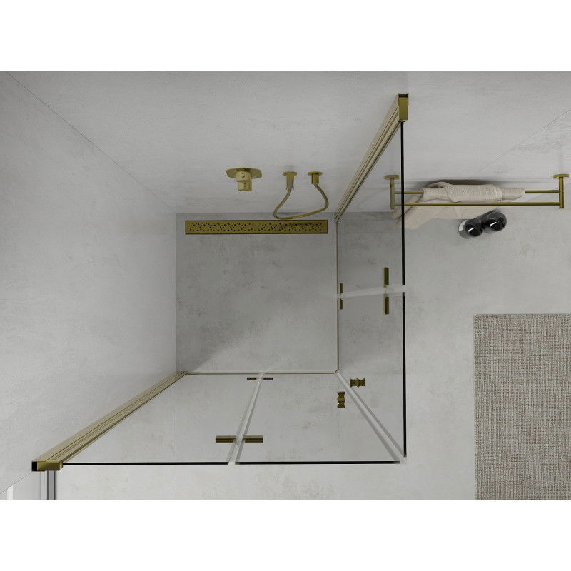 Mexen Lima Duo foldable shower cabin 70 x 70 cm, transparent, gold - 856-070-070-50-00-02