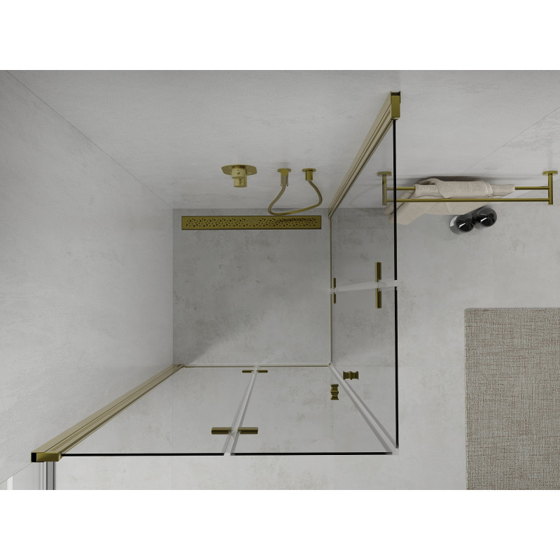 Mexen Lima Duo folding shower cabin 80 x 80 cm, transparent, gold - 856-080-080-50-00-02