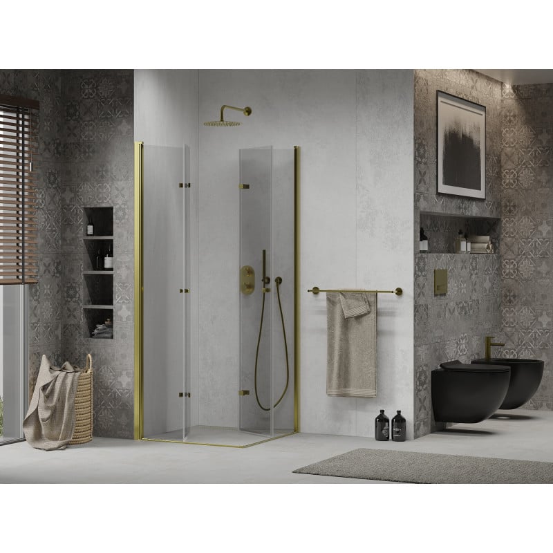 Mexen Lima Duo Folding Shower Enclosure 90 x 90 cm, Transparent, Gold - 856-090-090-50-00-02