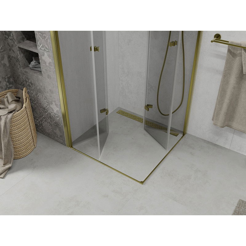 Mexen Lima Duo Folding Shower Enclosure 90 x 90 cm, Transparent, Gold - 856-090-090-50-00-02