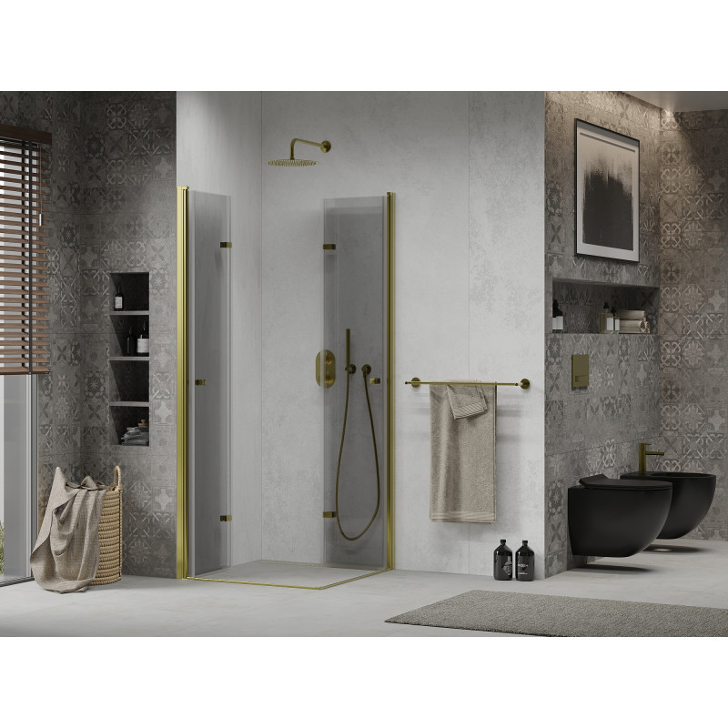 Mexen Lima Duo folding shower cabin 90 x 90 cm, transparent, gold - 856-090-090-50-00-02