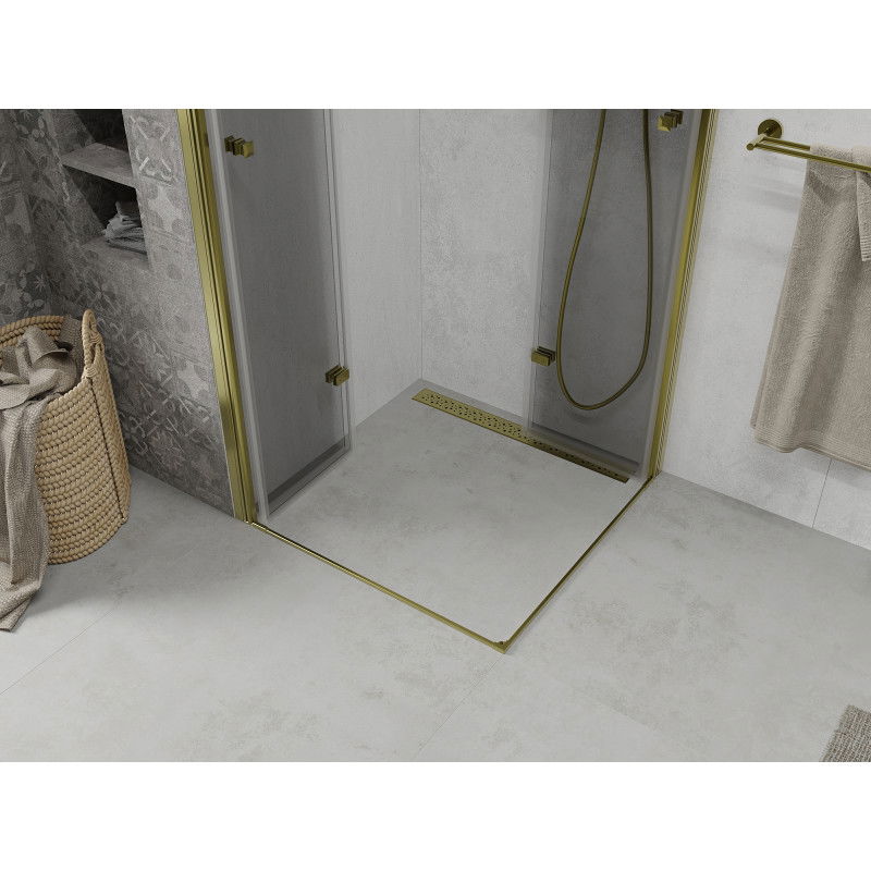 Mexen Lima Duo folding shower cabin 100 x 100 cm, transparent, gold - 856-100-100-50-00-02