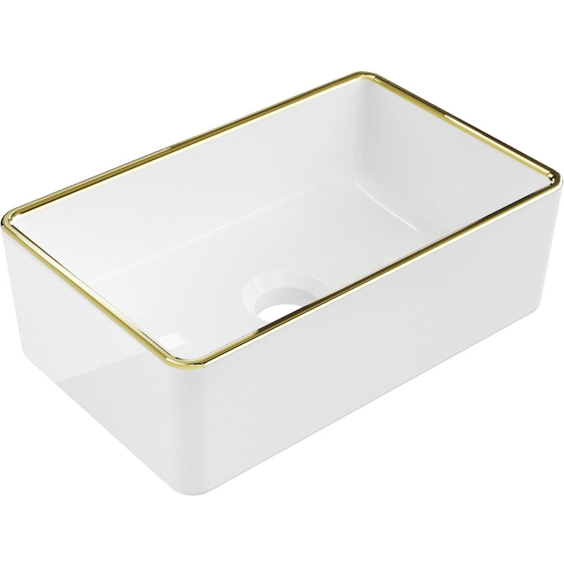 Mexen Nadia countertop sink 36 x 23 cm, white/gold rim - 21613605