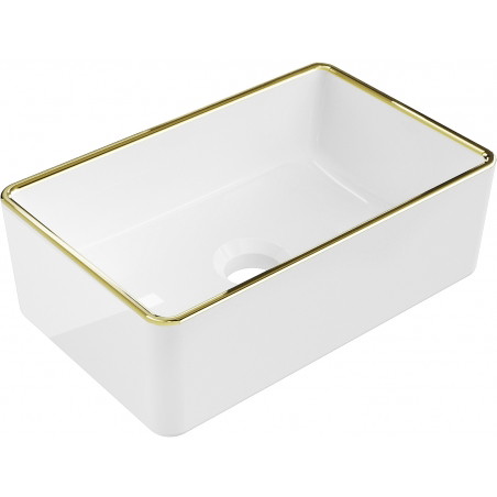 Mexen Nadia countertop washbasin 36 x 23 cm, white/gold rim - 21613605