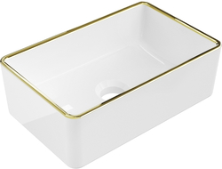 Mexen Nadia countertop basin 36 x 23 cm, white/gold edge - 21613605