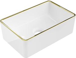 Mexen Nadia countertop sink 36 x 23 cm, white/gold rim - 21613605