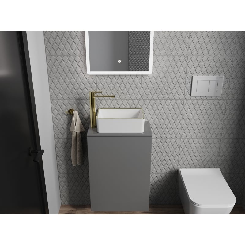 Mexen Nadia countertop sink 36 x 23 cm, white/gold rim - 21613605