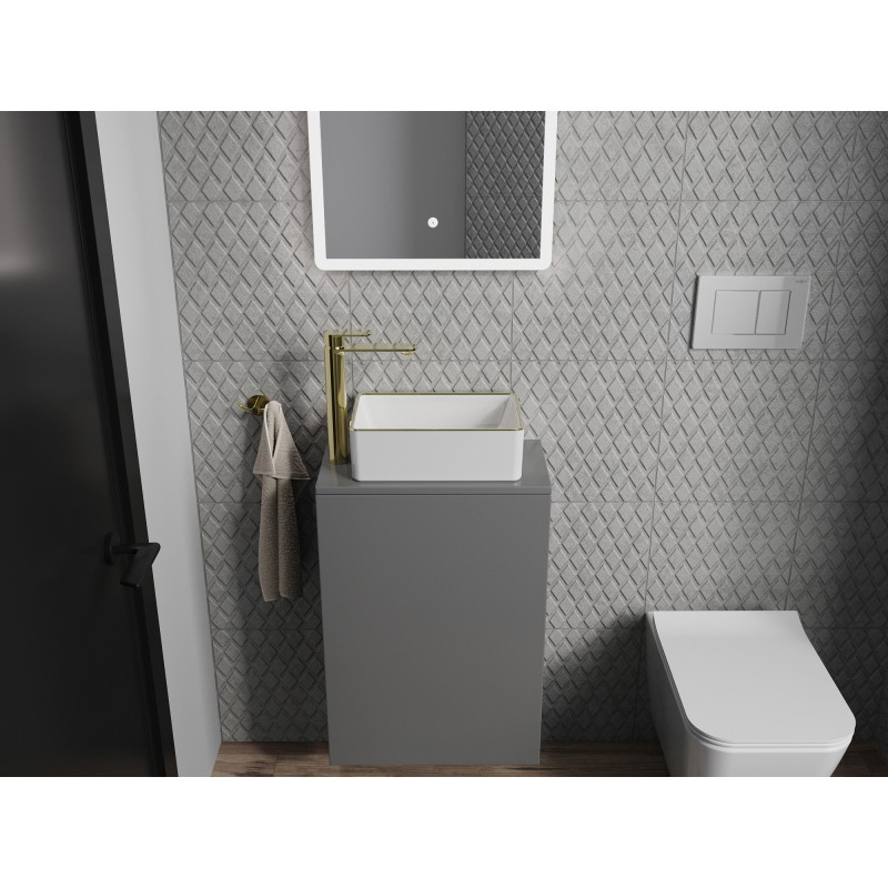 Mexen Nadia countertop washbasin 36 x 23 cm, white/gold rim - 21613605