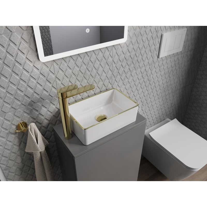 Mexen Nadia countertop sink 36 x 23 cm, white/gold rim - 21613605