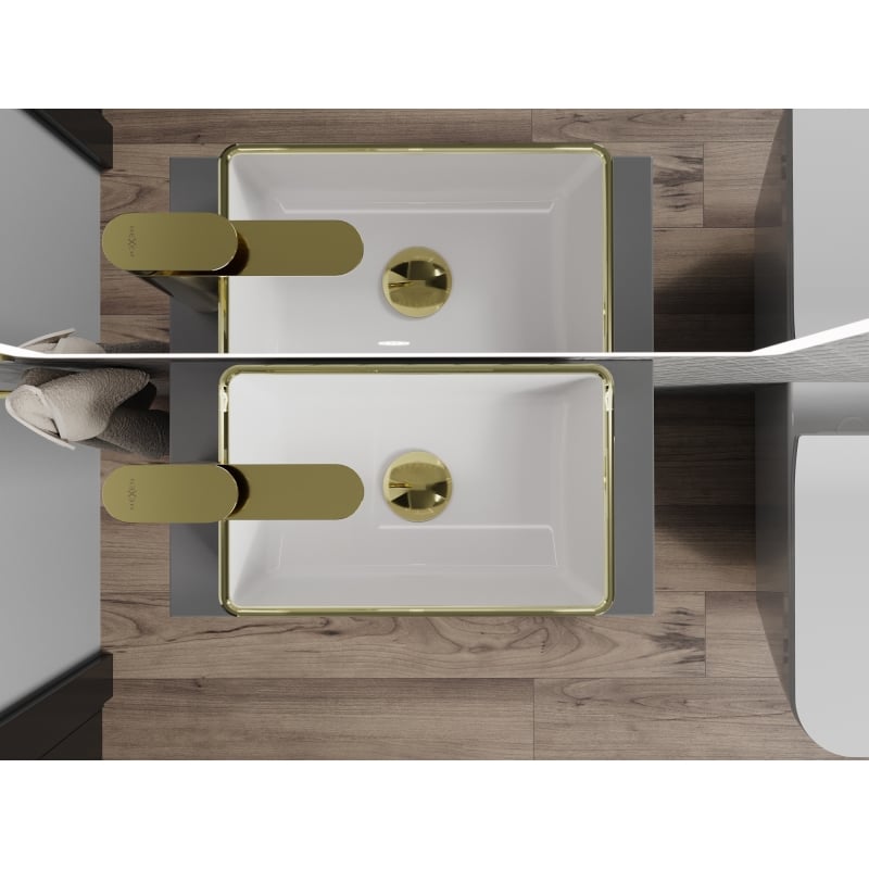 Mexen Nadia countertop sink 36 x 23 cm, white/gold rim - 21613605