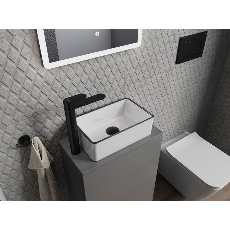 Mexen Nadia countertop basin 36 x 23 cm, white/black rim - 21613607