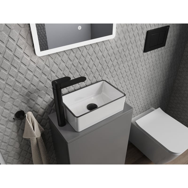 Mexen Nadia countertop washbasin 36 x 23 cm, white/black rim - 21613607