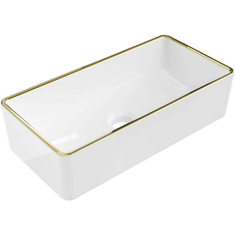 Mexen Nadia countertop washbasin 46 x 23 cm, white/gold rim - 21614605