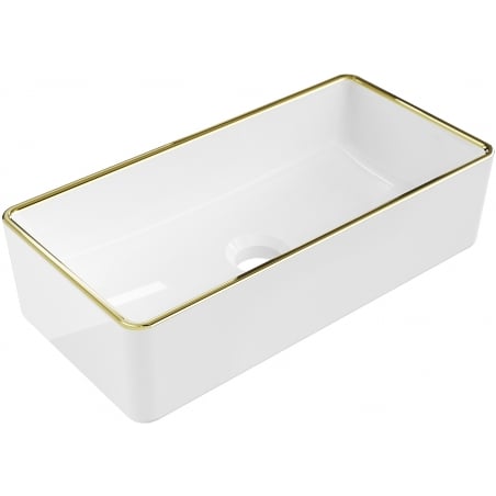 Mexen Nadia countertop washbasin 46 x 23 cm, white/gold rim - 21614605