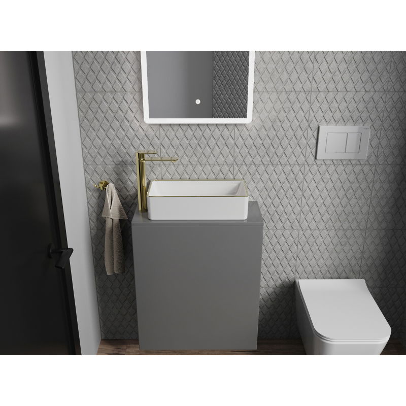 Mexen Nadia countertop washbasin 46 x 23 cm, white/gold rim - 21614605