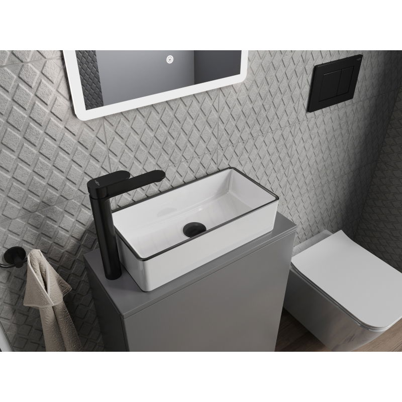 Mexen Nadia countertop washbasin 46 x 23 cm, white/black edging - 21614607
