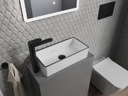 Mexen Nadia countertop washbasin 46 x 23 cm, white/black edge trim - 21614607