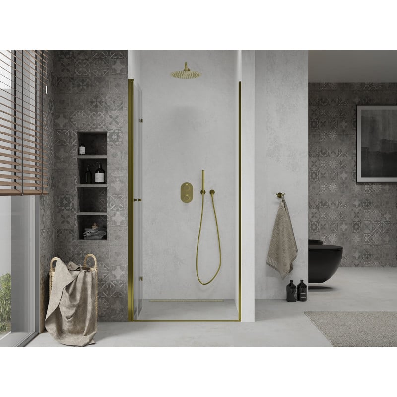 Mexen Lima folding shower door 70 cm, transparent, gold - 856-070-000-50-00